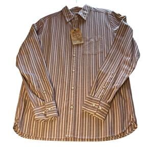 Fat Face Foss Stripe Button Up Shirt Men’s Size Small Red Bordeaux NWT *FLAW